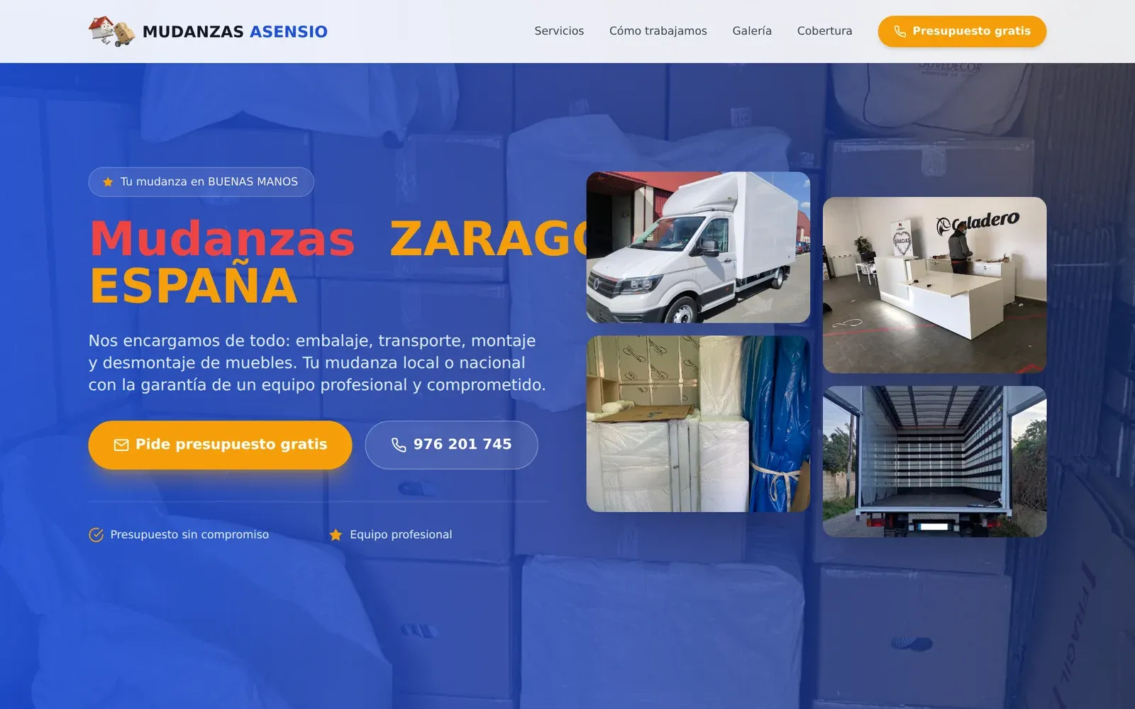 Captura de la web de Mudanzas Asensio